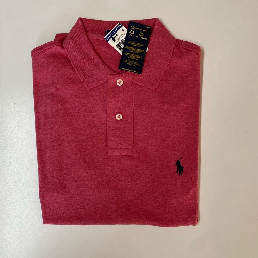 New Men's Ralph Lauren Soft Interlock Polo Shirt pink Htr